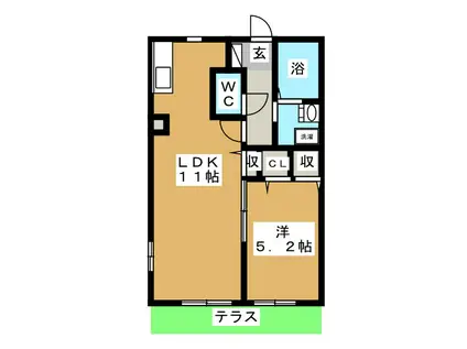 クレストパレス(1LDK/1階)の間取り写真