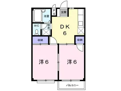 エスポワールメゾン住崎B(2DK/2階)の間取り写真