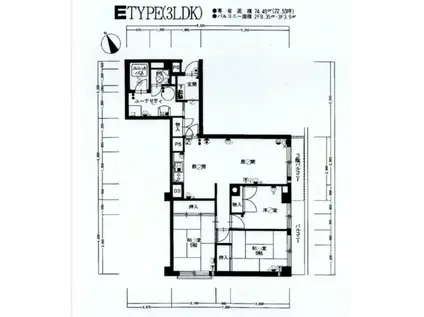 ハイツ真駒内(3DK/3階)の間取り写真