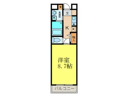 ヴェルシェソワ(1K/2階)の間取り写真