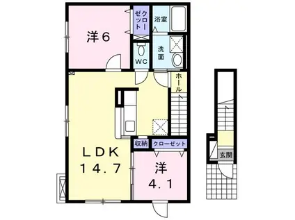 ローズハイムK(2LDK/2階)の間取り写真