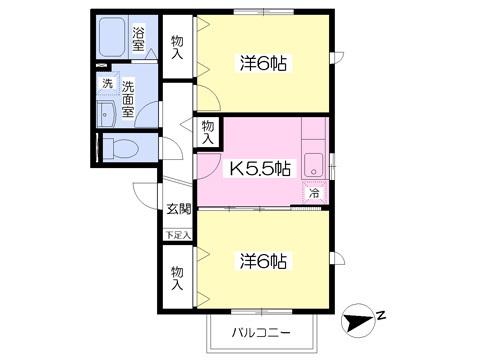 ガーデンプレイスC棟(2K/1階)の間取り写真