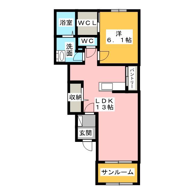 アムール(1LDK/1階)の間取り写真
