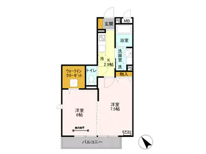 ヘリオス吉川美南 ガイア(2K/3階)の間取り写真