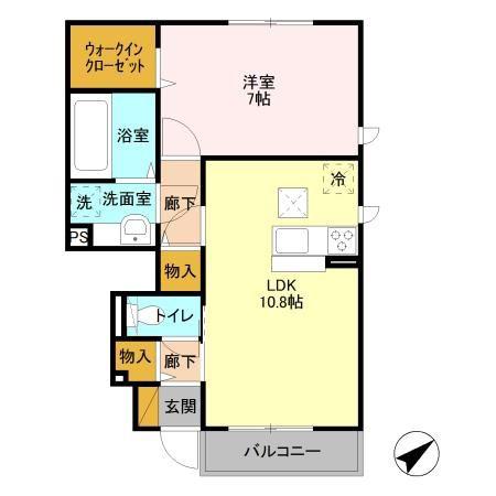 バル・ドミール(1LDK/1階)の間取り写真