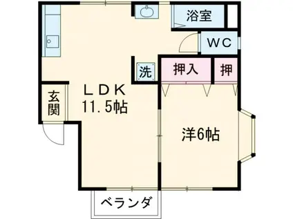 ハイツメモリアル(1LDK/1階)の間取り写真