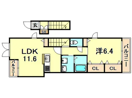 GRANMARE(1LDK/2階)の間取り写真