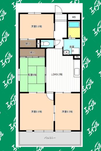 グランドステージNAKANO(4LDK/3階)の間取り写真
