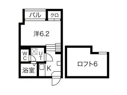 グランドゥール(1K/2階)の間取り写真