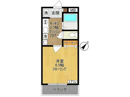 フォレスト三田(1K/3階)の間取り写真