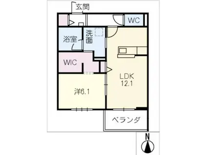 アルカディアSOU(1LDK/2階)の間取り写真