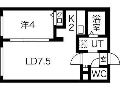MAISONKAMUYPARKFRONT メゾンカムイパークフロント(1LDK/4階)の間取り写真