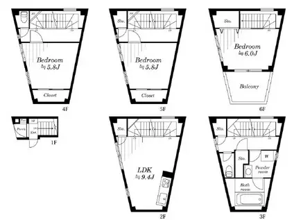巣鴨5丁目(3LDK/2階)の間取り写真