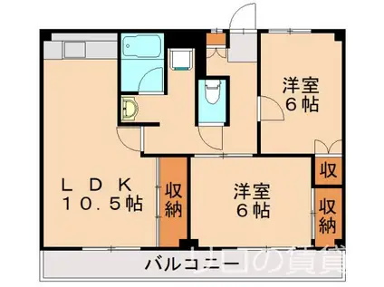 ビレッジハウス則松(2LDK/1階)の間取り写真