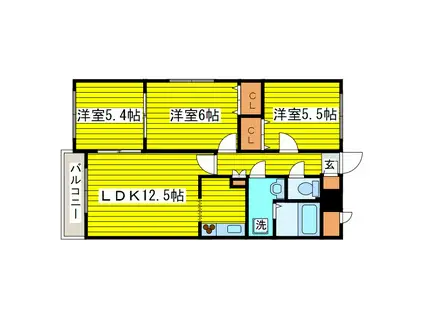 ドムス33(3LDK/2階)の間取り写真