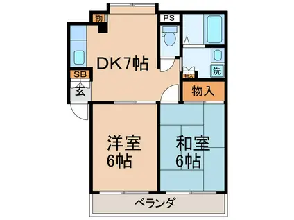 エクレール保土ヶ谷(2DK/3階)の間取り写真