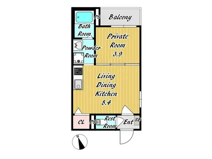 センチュリー昭和町(1LDK/2階)の間取り写真