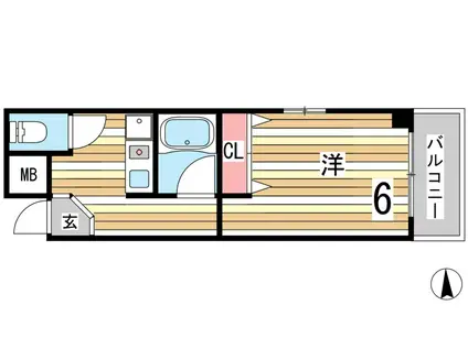 メイプルヒル(1K/5階)の間取り写真