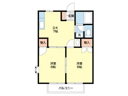 リバティーシーマI(2DK/2階)の間取り写真