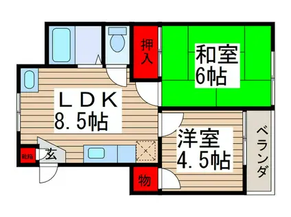 パークコート萩(2LDK/2階)の間取り写真