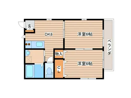 ハイランド(2DK/1階)の間取り写真