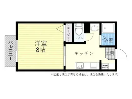 ジュネス六坊南(1K/2階)の間取り写真