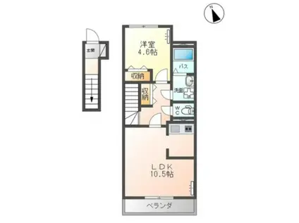ハピネスII(1LDK/2階)の間取り写真