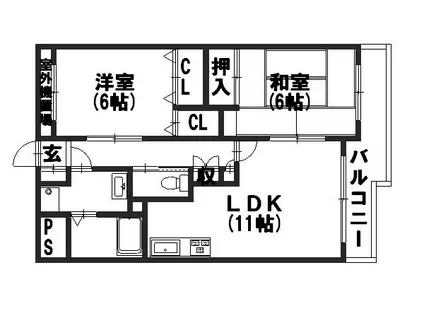グランビア和(2LDK/2階)の間取り写真