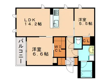 LE RONDINE(2LDK/1階)の間取り写真