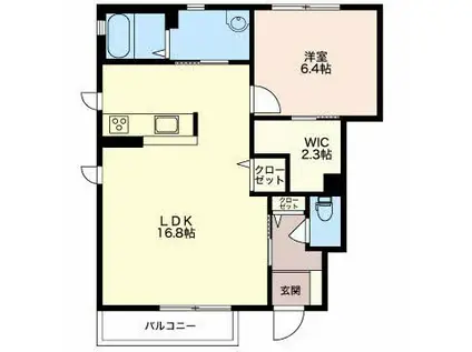 コートエスパシオ(1LDK/1階)の間取り写真