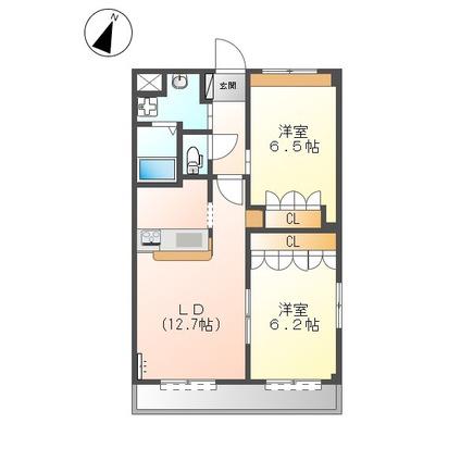 コンフォルト(2LDK/1階)の間取り写真