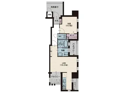 ラフィーネ香春口(1LDK/7階)の間取り写真