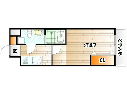 NO.65クロッシングタワーORIENT.BLD(1K/2階)の間取り写真