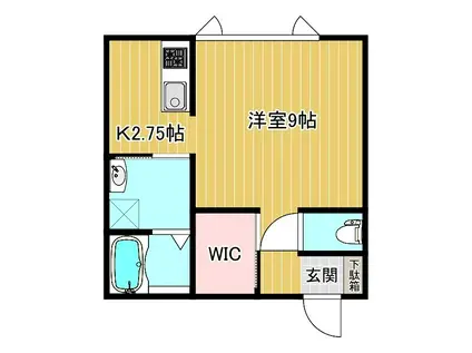 ＪＲ石北本線 北見駅 徒歩32分 2階建 新築(1K/1階)の間取り写真