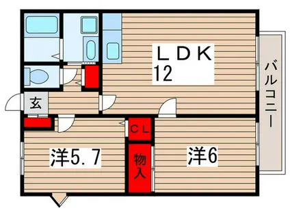 ロイヤルコート稲毛(2LDK/2階)の間取り写真