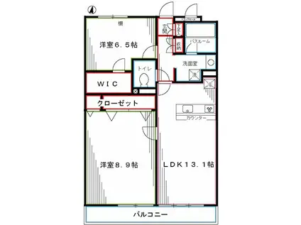 ラフィネS国分寺(2LDK/2階)の間取り写真