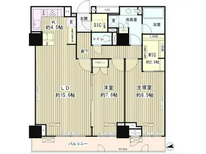 パークアヴェニュー神南(2LDK/10階)の間取り写真