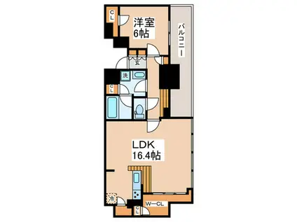 川崎ゲートタワー(1LDK/12階)の間取り写真