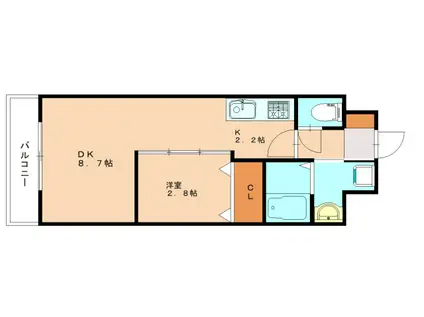 コンダクトレジデンスSANGAMORI(1DK/4階)の間取り写真