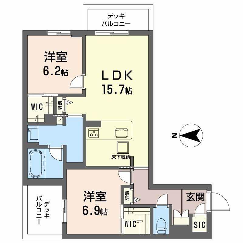 シャトードール リュミエール(2LDK/1階)の間取り写真
