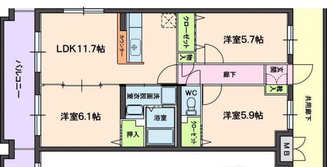 フェリッシモ(3LDK/3階)の間取り写真