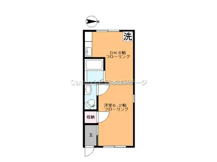 テラス旗の台(1DK/1階)の間取り写真