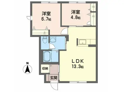 シャーメゾンK C棟(2LDK/1階)の間取り写真