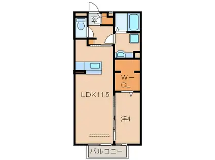 ＪＲ和歌山線 岩出駅 徒歩42分 2階建 築14年(1LDK/2階)の間取り写真
