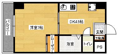 エスコート西原(1DK/2階)の間取り写真