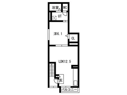 ブリエ松原(1LDK/1階)の間取り写真