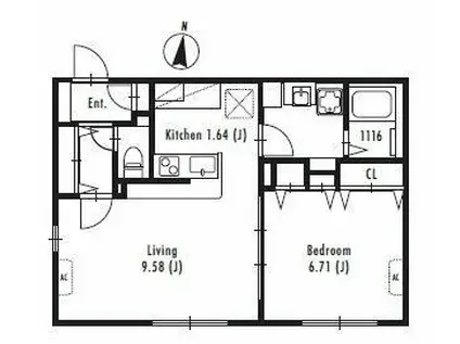プライマル中野新橋(1LDK/4階)の間取り写真