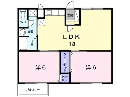 サンシャインII番館(2LDK/1階)の間取り写真