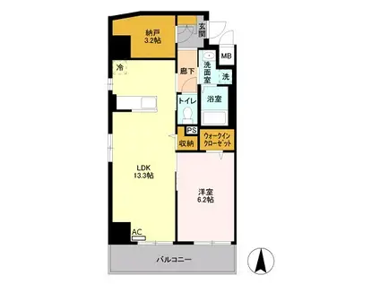 東京メトロ千代田線 綾瀬駅 徒歩5分 9階建 築14年(1SLDK/3階)の間取り写真