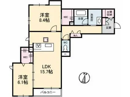シャーメゾン ベテルギウス(2LDK/1階)の間取り写真